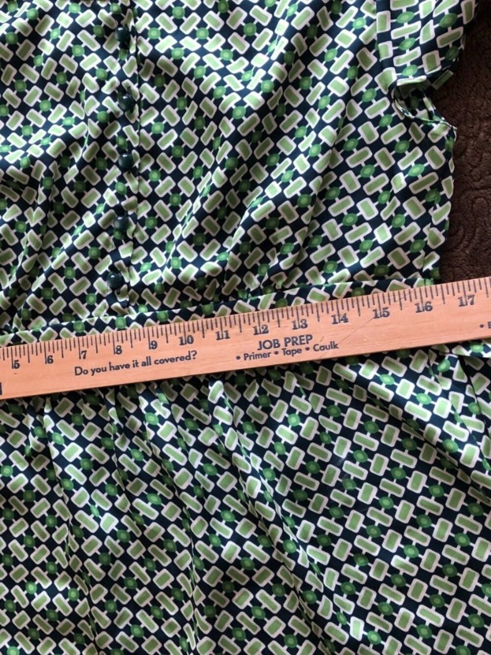 Y2K Banana Republic Short Sleeve Green Geometric Blouse Top Size M - Picture 10 of 16